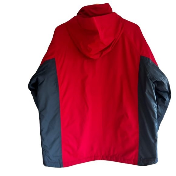 Lands' End Red & Navy Blue Hooded Zip Up Waterproof Mens Winter Jacket Size XL - Picture 5 of 15